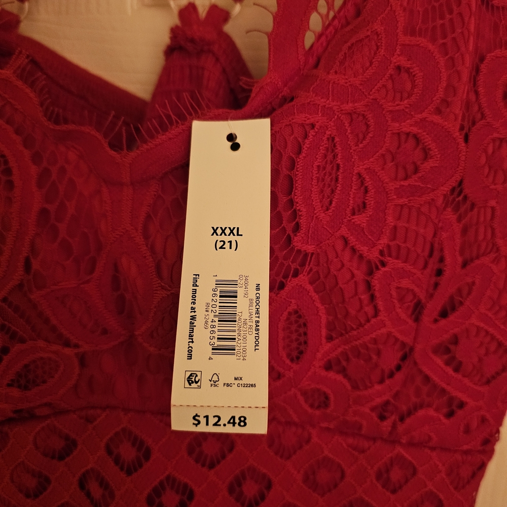 Women's Red Lace Peplum Cami Top - Picture 3 of 6